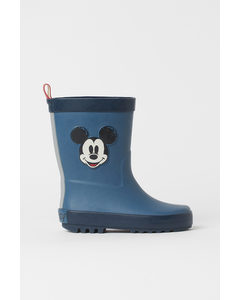 Printed Wellingtons Dark Blue/mickey Mouse