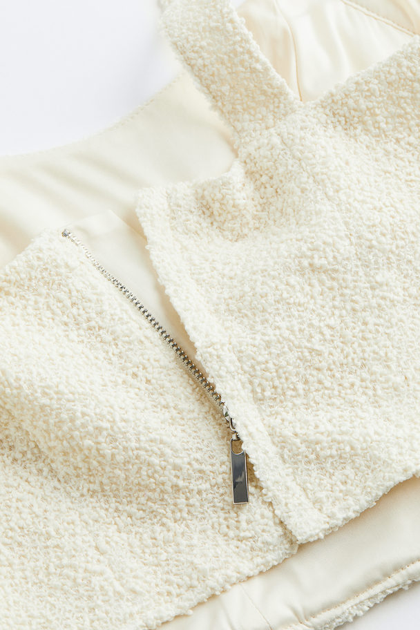 H&M Textured-weave Corset Top Cream