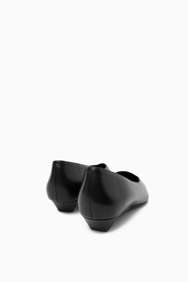 COS Pointed Leather Kitten-heel Pumps Black