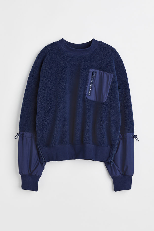 H&M Teddy Sports Sweatshirt Navy Blue