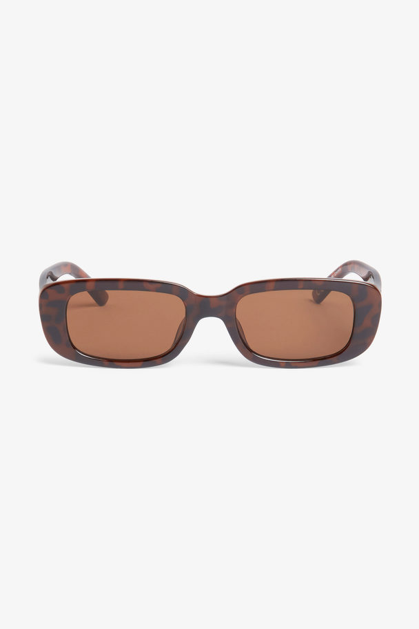 Monki Oval Framed Sunglasses Dark Brown Faux Tortoiseshell