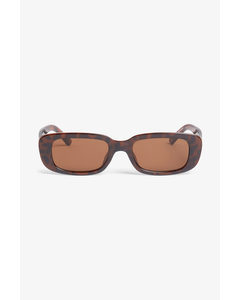 Oval Framed Sunglasses Dark Brown Faux Tortoiseshell