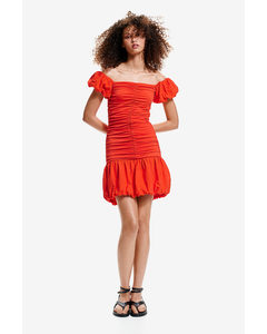 One Shoulder-kjole Med Boblekant Rød