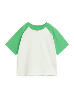 Raglan-sleeve T-shirt White/green