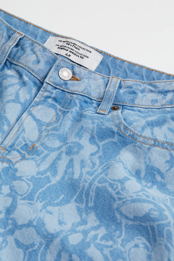 H&M 90s Flare Low Jeans Blau/Geblümt