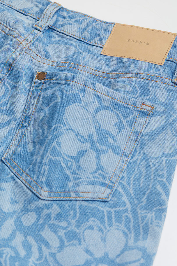 H&M 90's Flare Low Jeans Denimblå/blommig