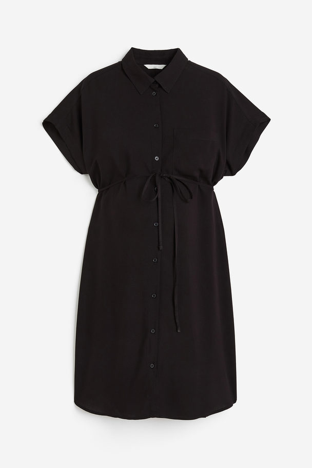 H&M Mama Tie-belt Shirt Dress Black