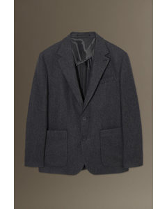 Herringbone Wool Blazer - Regular Dark Grey / Herringbone