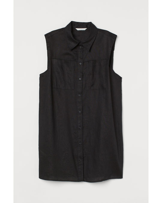 H&M Sleeveless Linen Blouse Black
