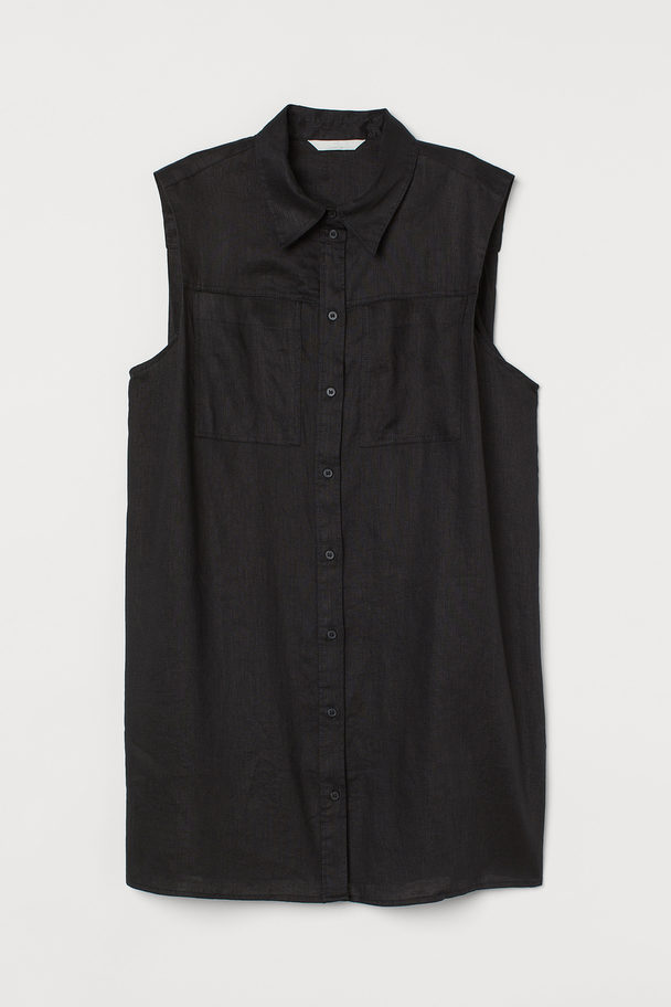 H&M Sleeveless Linen Blouse Black