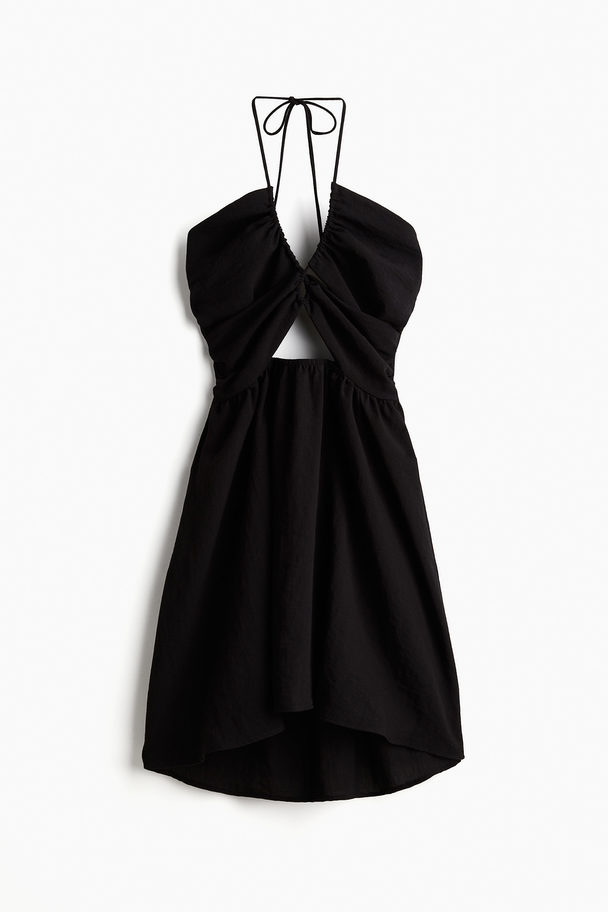 H&M Kleid mit ausgestelltem Rock und Cut-outs Schwarz