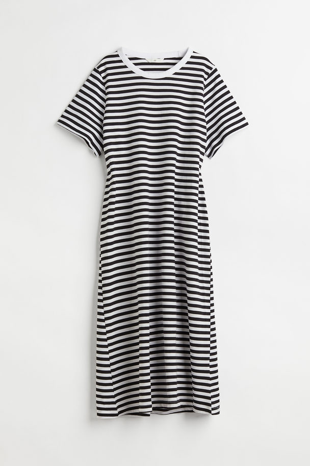 H&M Open-backed T-shirt Dress Black/white Striped
