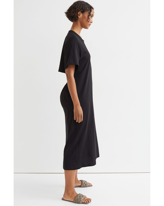 H&M Open-backed T-shirt Dress Black