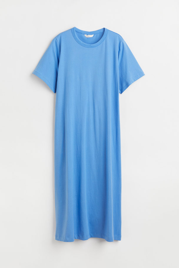 H&M Open-backed T-shirt Dress Blue