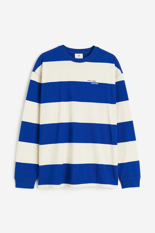 H&M Tricot Shirt - Loose Fit Blauw/gestreept