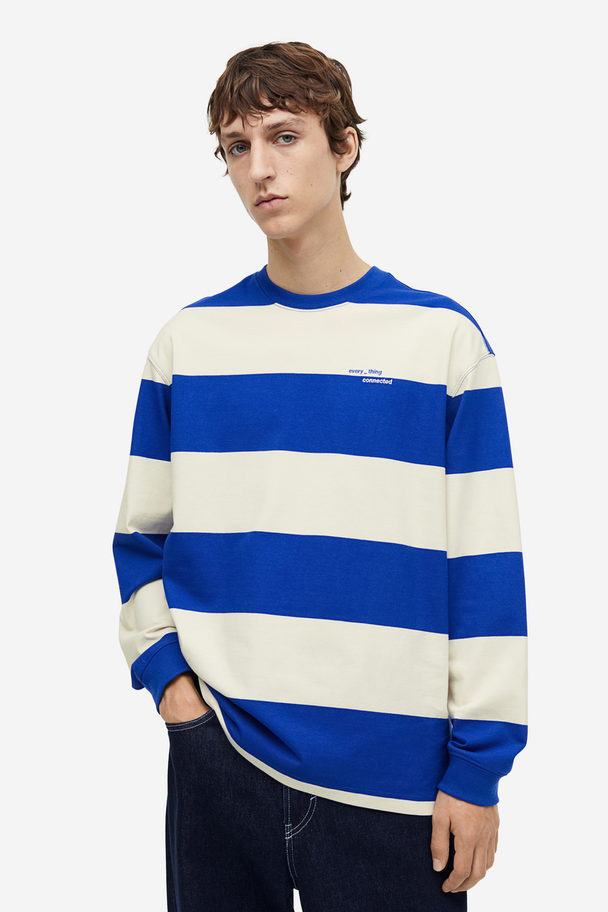 H&M Jerseyshirt in Loose Fit Blau/Gestreift