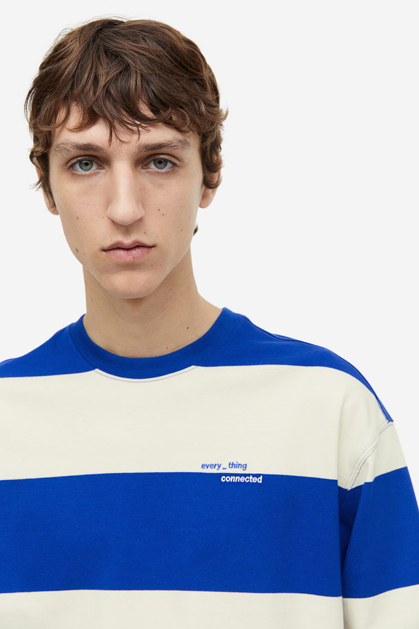 H&M Tricot Shirt - Loose Fit Blauw/gestreept