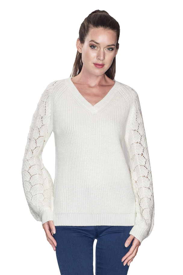 William de Faye V-neck Sweater With With Open Sleeves