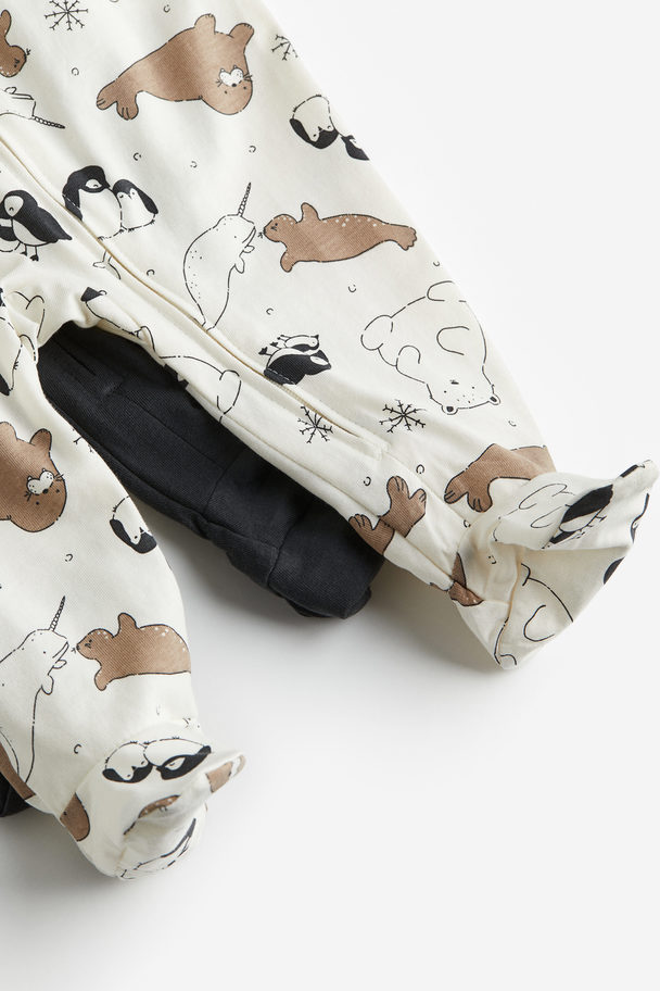 H&M Set Van 2 Pyjamapakjes Met Ritssluiting Donkergrijs/dieren