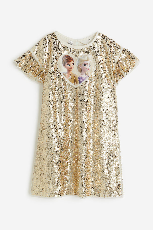 H&M Sequined Dress Gold-coloured/frozen