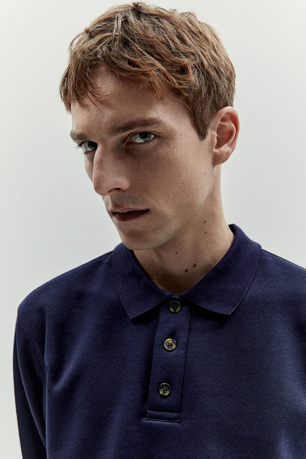 H&M Poloshirt Regular Fit Marineblå