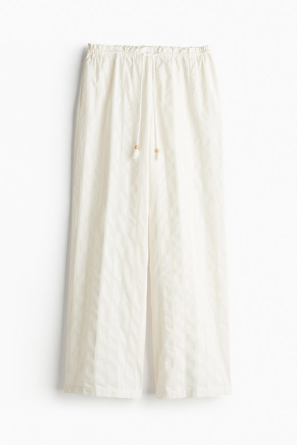 H&M Wide Drawstring Trousers White