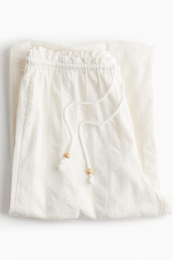 H&M Wijde Broek Met Drawstring Wit