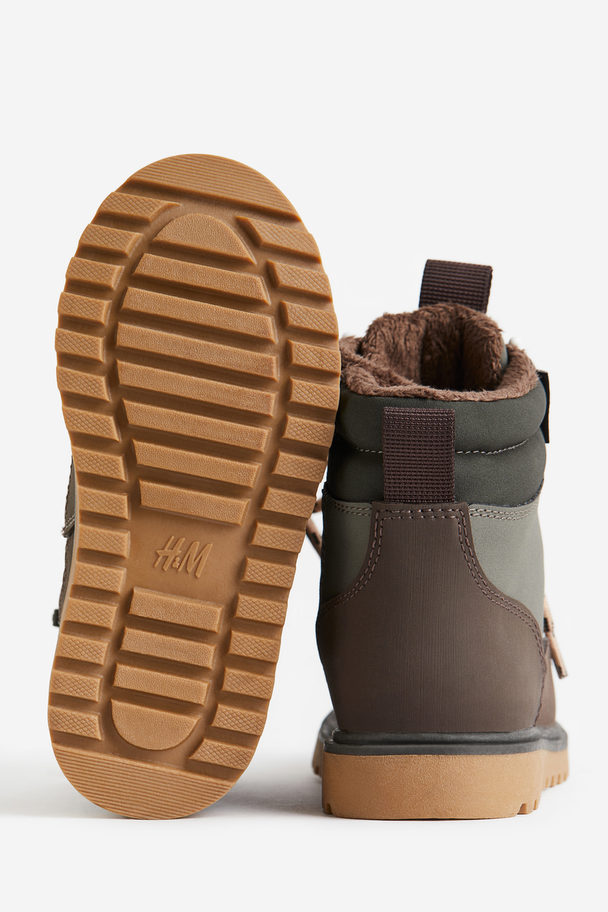 H&M Vanntette Boots Med Snøring Kakigrønn/mørk Brun
