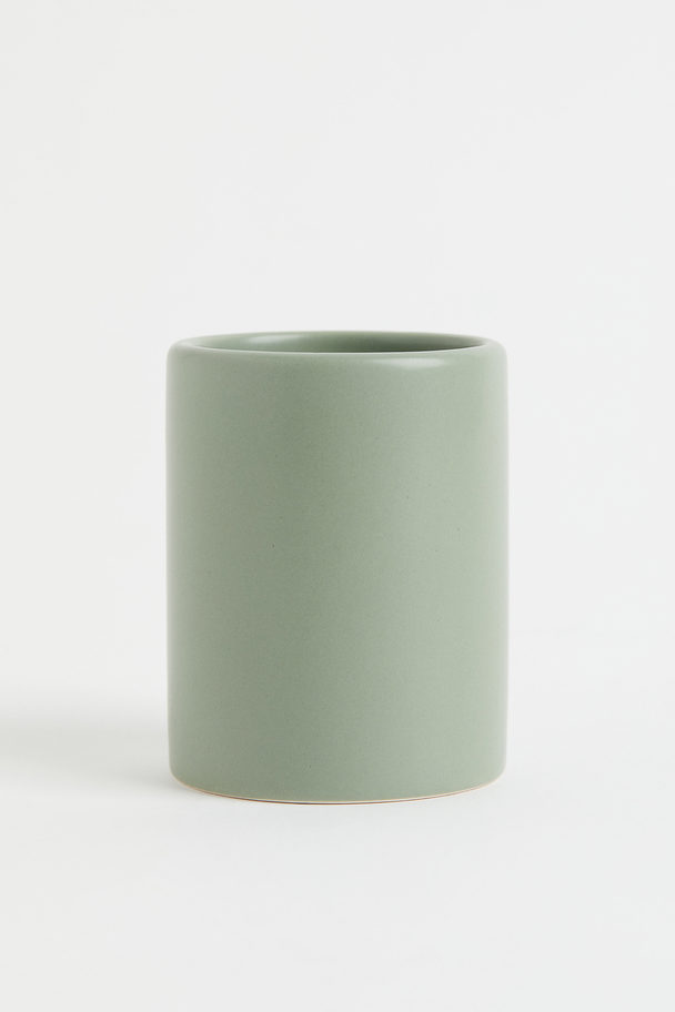 H&M HOME Earthenware Toothbrush Mug Sage Green