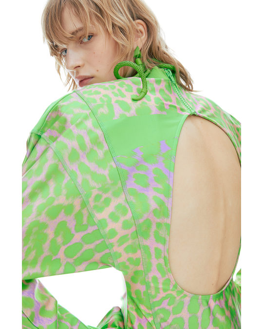 H&M Leopard-print Jersey Dress Green/leopard Print