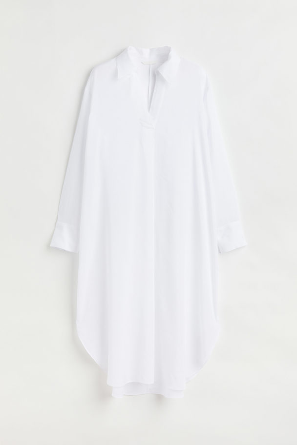 H&M Lyocell-blend Shirt Dress White