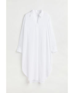 Lyocell-blend Shirt Dress White