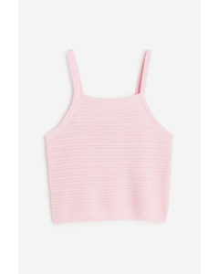 Knitted Strappy Top Light Pink