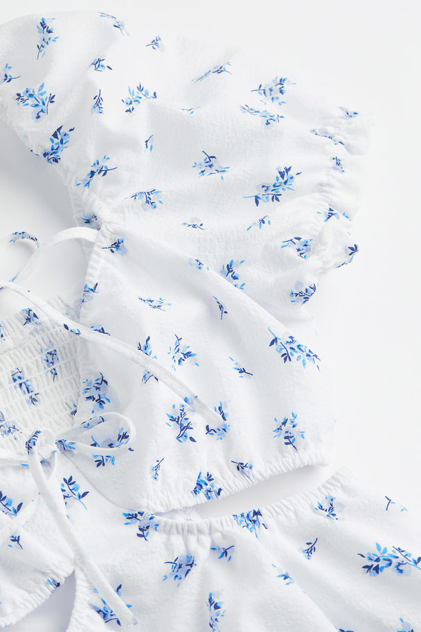 H&M Cut Out-kjole Hvid/blåblomstret