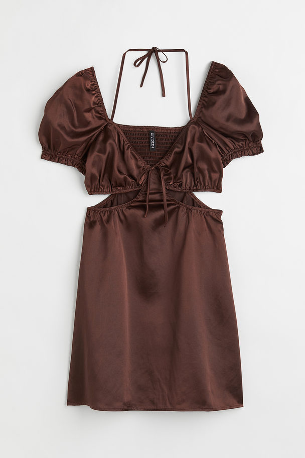 H&M Cut Out-klänning Mörkbrun
