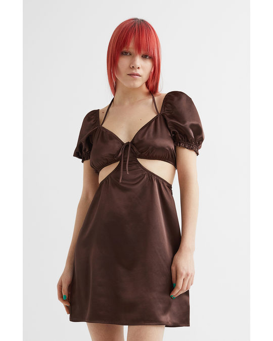 H&M Cut-out Dress Dark Brown