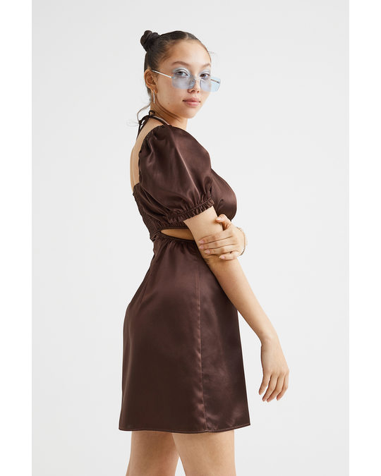 H&M Cut-out Dress Dark Brown