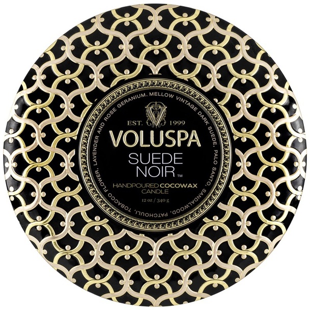 Voluspa Voluspa 3-wick Candle Decorative Tin  Suede Noir 340g