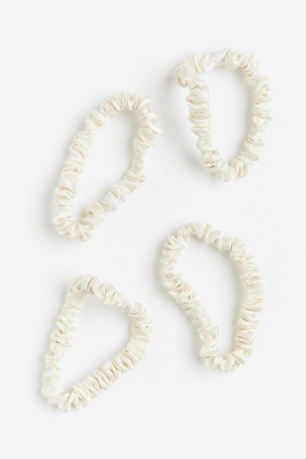 H&M 4-pack Silk Scrunchies Cream