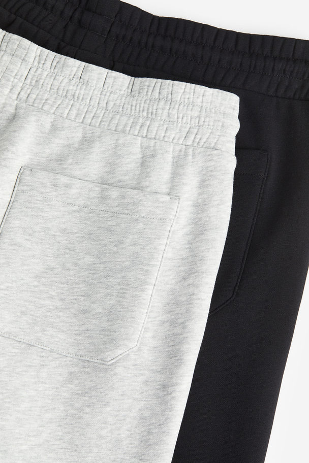 H&M Set Van 2 Shorts - Regular Fit Zwart/grijs Gemêleerd
