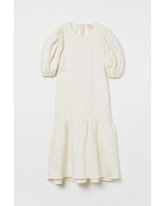 Long Puff-sleeved Dress White