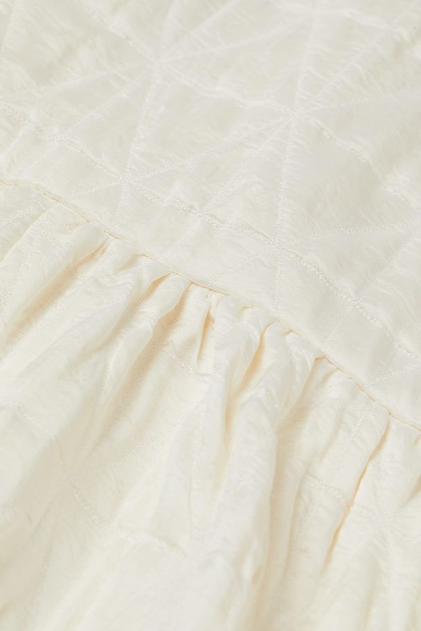 H&M Langes Kleid mit Puffärmeln Weiß