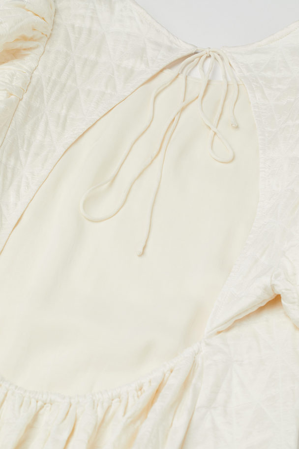 H&M Langes Kleid mit Puffärmeln Weiß