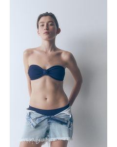 Wattiertes Bandeau-Bikinitop Marineblau