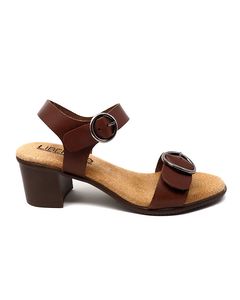 Opal Heel Sandal In Leather Brown Colour