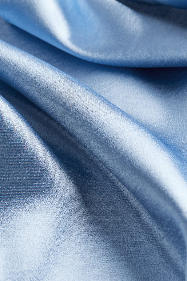 H&M Ruched Satin Dress Light Blue