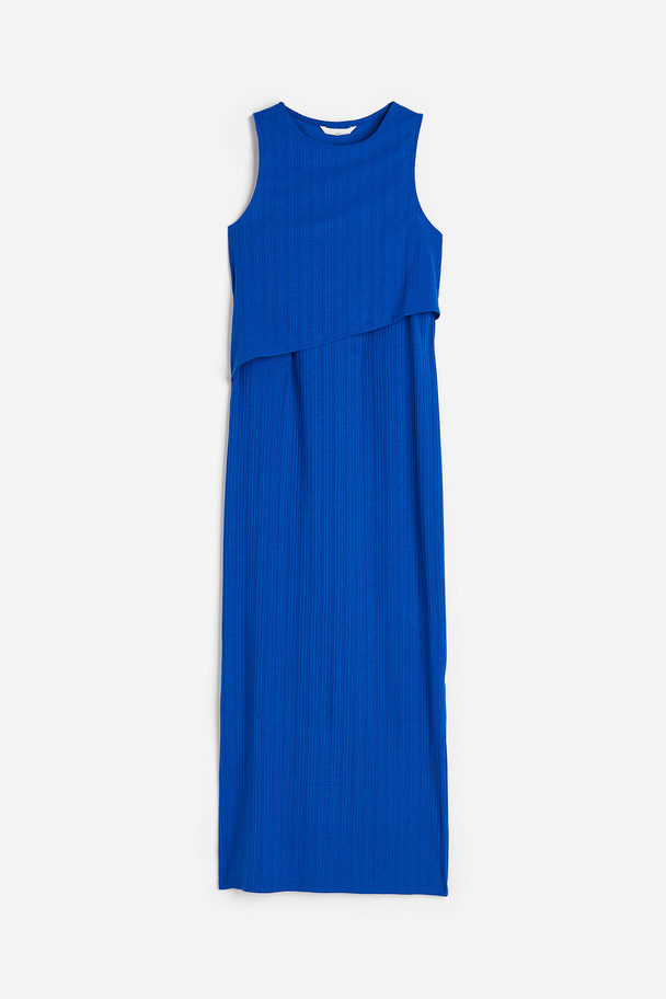 H&M Mama Before & After Ribbed Nursing Dress Bright Blue