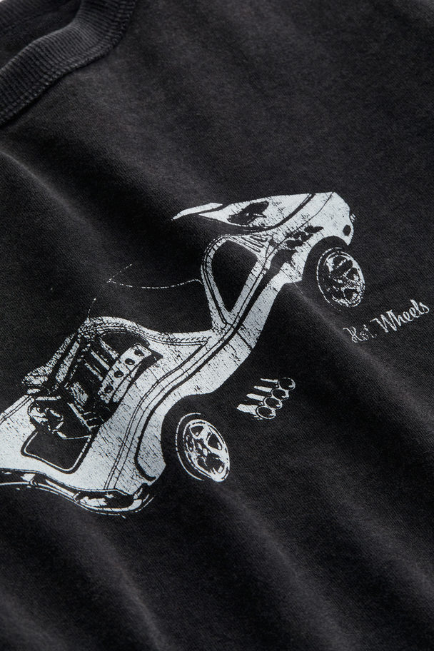 H&M Printed T-shirt Black/hot Wheels