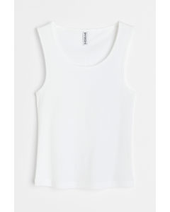 Ribbed Cotton Vest Top White
