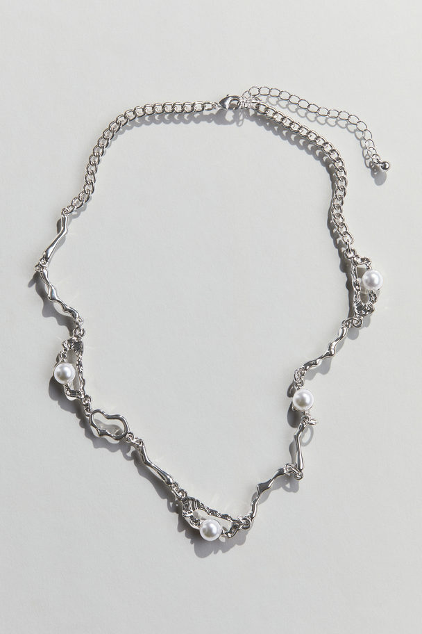 H&M Beaded Short Necklace Silver-coloured